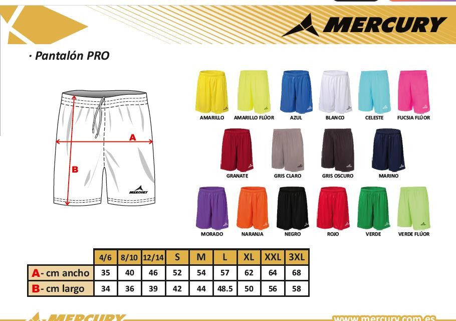 Referència de tallatge de pantalons Mercury